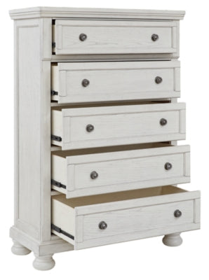 Ashley Furniture Robbinsdale 5 Chest of Drawers (2 Knobs) - Antique White