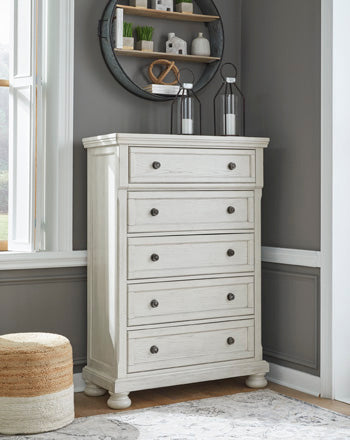 Ashley Furniture Robbinsdale 5 Chest of Drawers 2 Knobs Antique White