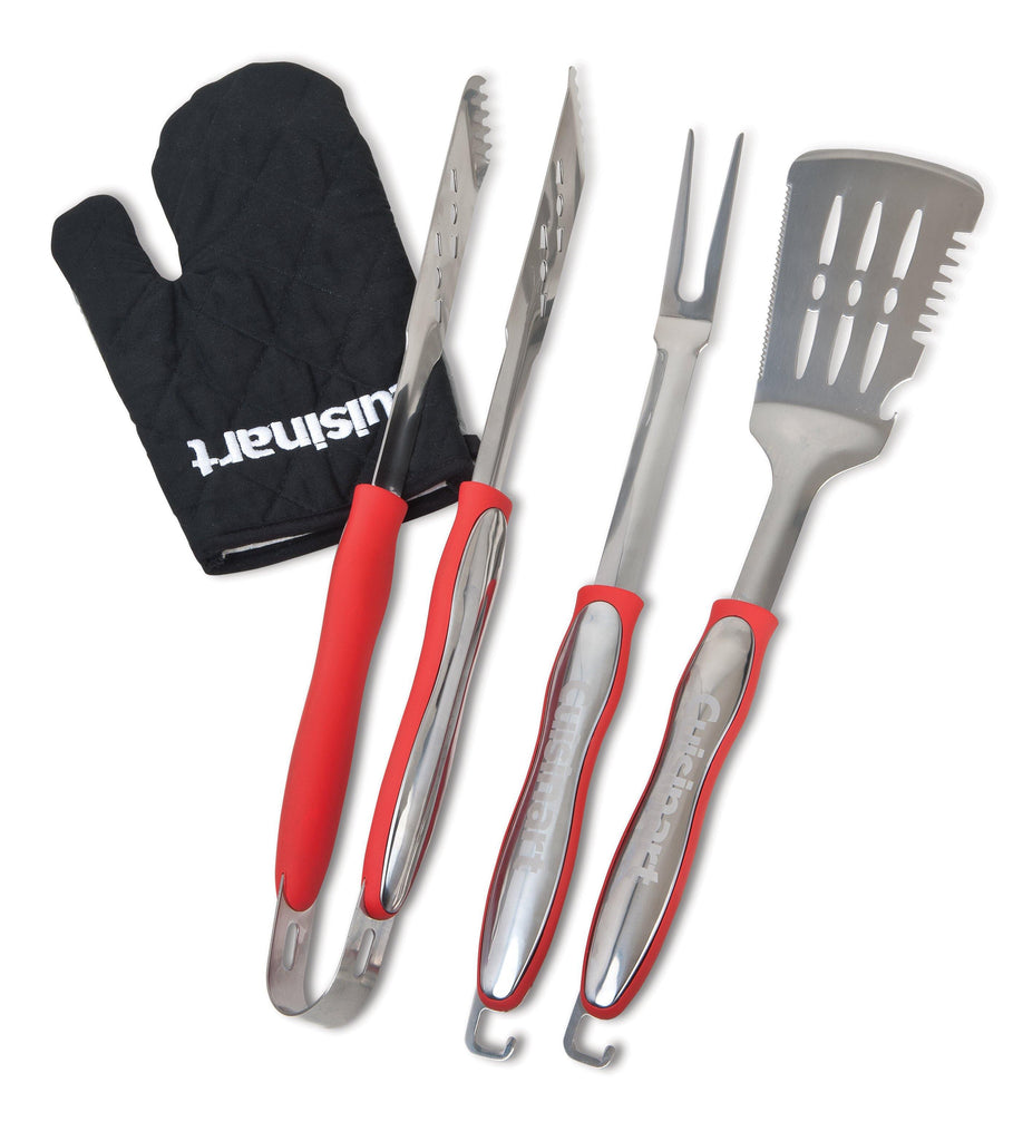 Cuisinart 3pc Grilling Red Tool Set with Black Grill Glove - Smart Neighbor