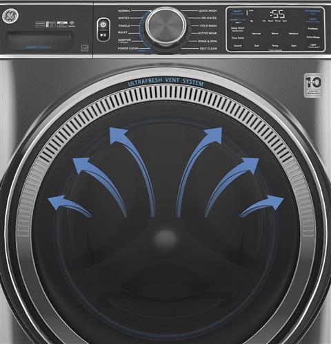 GE® 5.0 cu. ft. Capacity Smart Front Load Steam Washer - Sapphire Blue