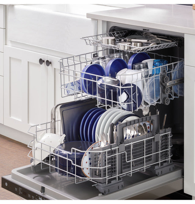 GE® Top Control with Plastic Interior Dishwasher with Sanitize Cycle & Dry Boost- Black