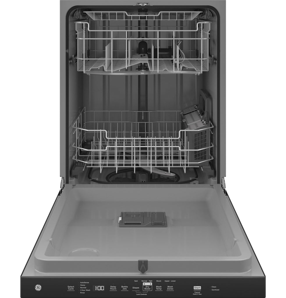 GE® Top Control with Plastic Interior Dishwasher with Sanitize Cycle & Dry Boost- Black