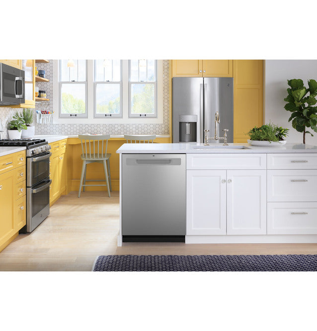 GE® Top Control with Plastic Interior Dishwasher with Sanitize Cycle & Dry Boost in Fingerprint Resistant Stainless Steel