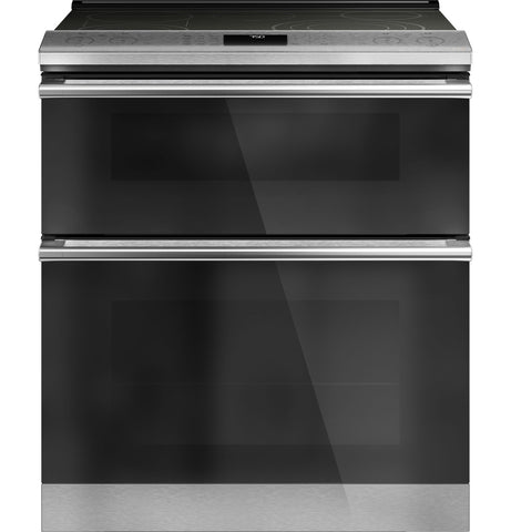 Café™ 30" Smart Slide-In, Front-Control, Radiant and Convection Double-Oven Range in Platinum Glass