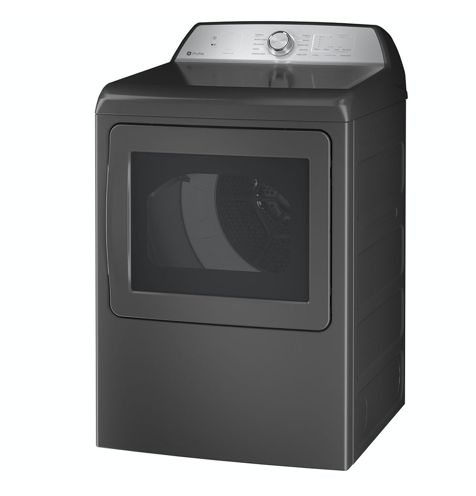 GE Profile™ 7.4 Cu. Ft. Capacity Aluminized Alloy Drum Electric Dryer with Sanitize Cycle and Sensor Dry in Diamond Gray