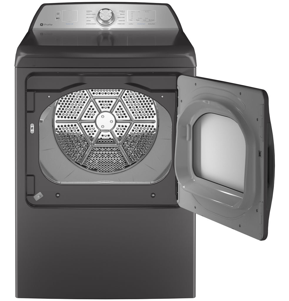 GE Profile™ 7.4 Cu. Ft. Capacity Aluminized Alloy Drum Electric Dryer with Sanitize Cycle and Sensor Dry in Diamond Gray