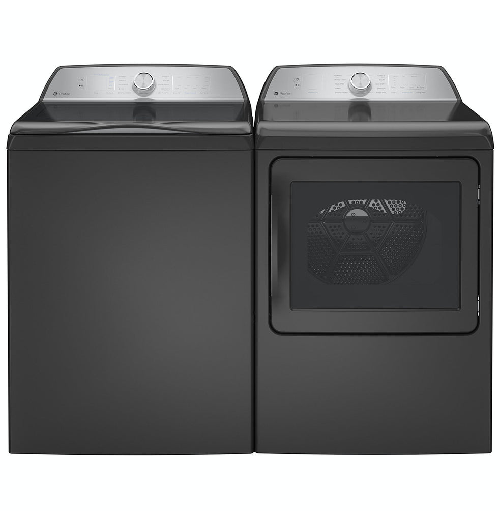 GE Profile™ 7.4 Cu. Ft. Capacity Aluminized Alloy Drum Electric Dryer with Sanitize Cycle and Sensor Dry in Diamond Gray