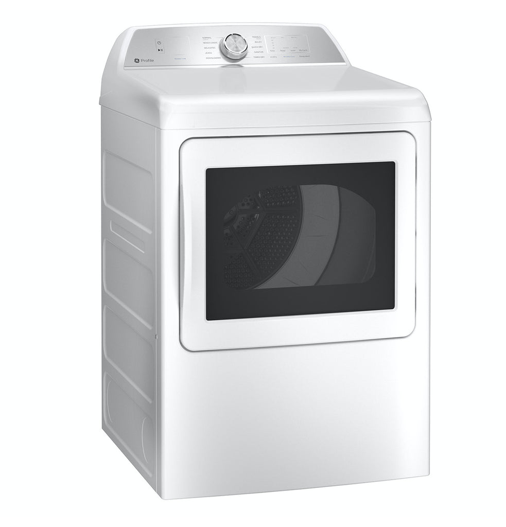 GE® Profile™ 7.4 Cu. Ft. Capacity Aluminized Alloy Drum Electric Dryer with Sanitize Cycle and Sensor Dry in White/Silver