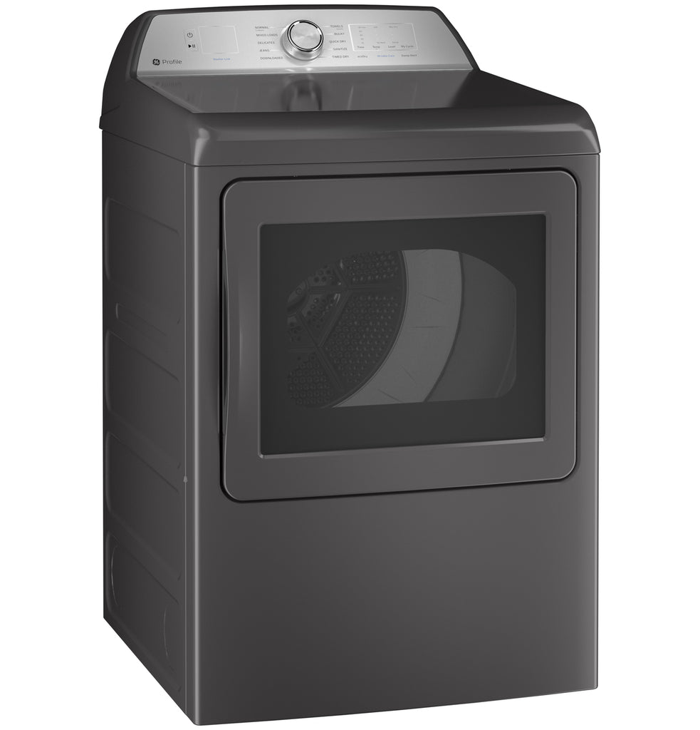 GE Profile™ 7.4 Cu. Ft. Capacity Aluminized Alloy Drum Electric Dryer with Sanitize Cycle and Sensor Dry in Diamond Gray