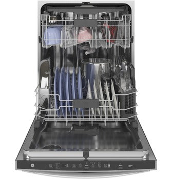 GE® Fingerprint Resistant Top Control with Stainless Steel Interior Dishwasher with Sanitize Cycle & Dry Boost with Fan Assist- Stainless Steel