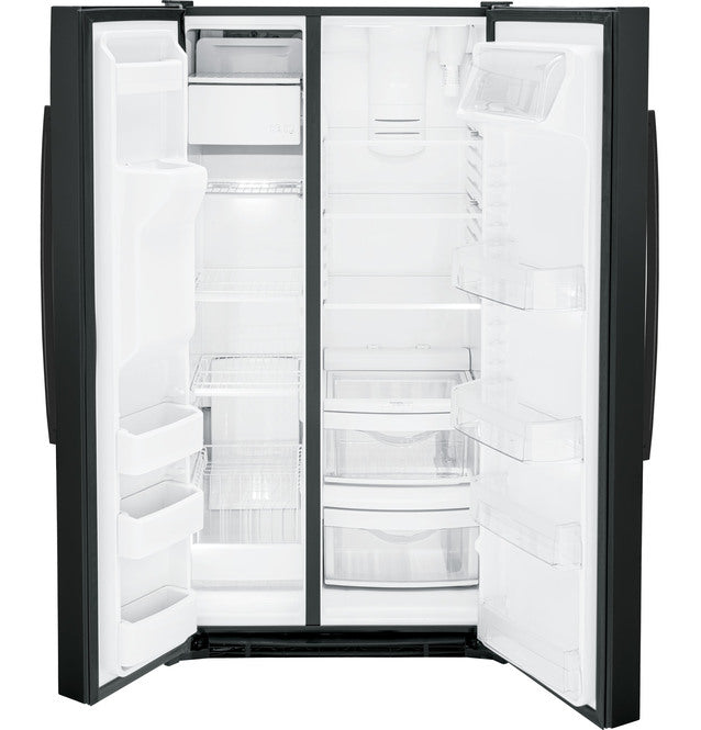 GE 25.3 Cu. Ft. Side By Side Refrigerator in Gloss Black