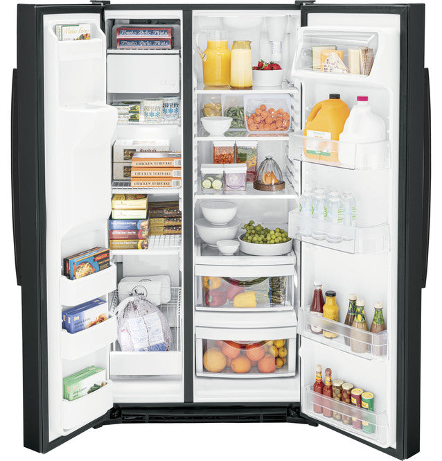 GE 25.3 Cu. Ft. Side By Side Refrigerator in Gloss Black