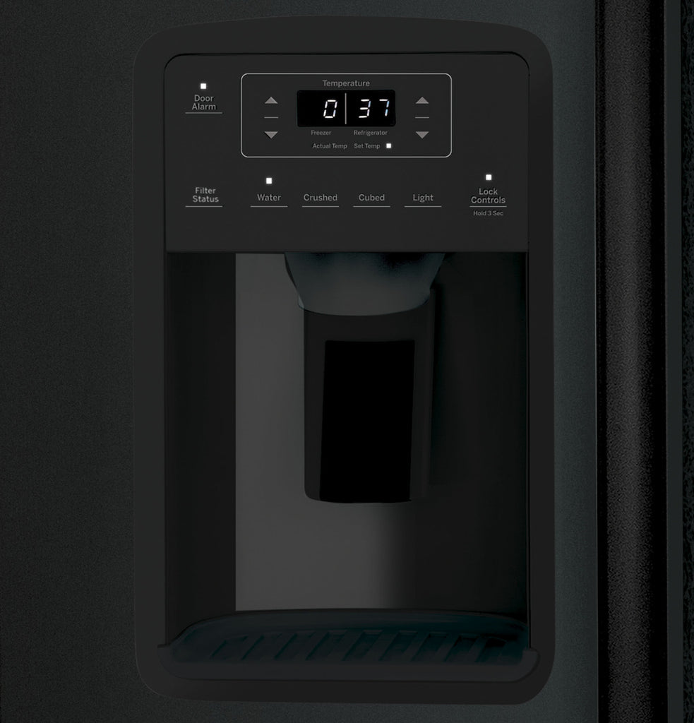 GE 25.3 Cu. Ft. Side By Side Refrigerator in Gloss Black