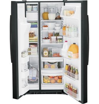 GE® 23.2 Cu. Ft. Side-by-Side Refrigerator High Gloss Black