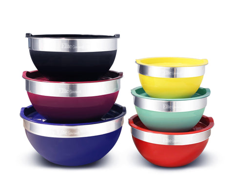 Elite 12pc Multicolored Mixing Bowl Set - Smart Neighbor