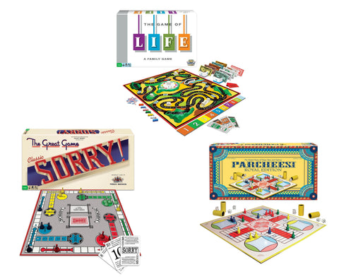 Winning Moves Classic Game Pack - Parcheesi Game of Life and Sorry! - Smart Neighbor