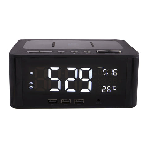 Altec-Lansing-Bluetooth-Speaker-Clock-Radio-w/-Qi-Charging