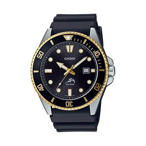 Casio Mens Diver Inspired Black & Gold Resin Watch Black Dial - Smart Neighbor