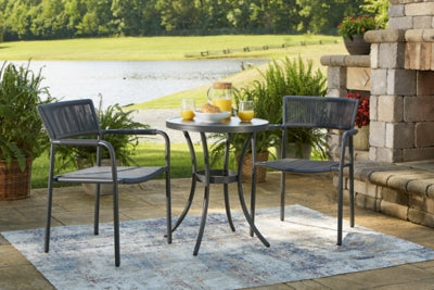 Ashley Furniture Crystal Breeze 3-Piece Table and Chair Set Black/Gray