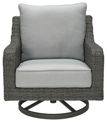 Ashley Furniture Elite Park Outdoor Swivel Lounge with Cushion Black/Gray