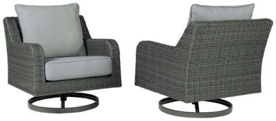 Ashley Furniture Elite Park Outdoor Swivel Lounge with Cushion Black/Gray