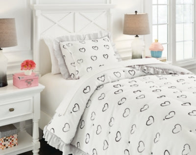 Ashley Furniture Hartlen Twin Comforter Set White;Black/Gray