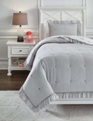 Ashley Furniture Hartlen Twin Comforter Set White;Black/Gray
