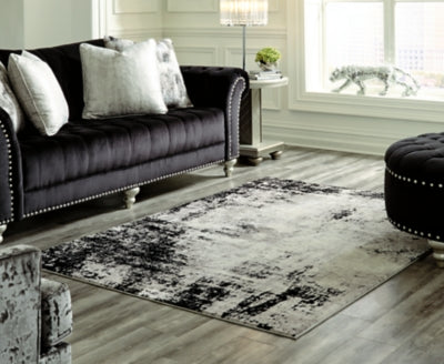 Ashley Furniture Zekeman Large Rug Black/Gray;Brown/Beige