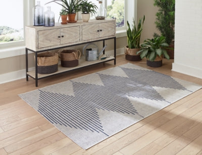 Ashley Furniture Alverno Large Rug White;Blue