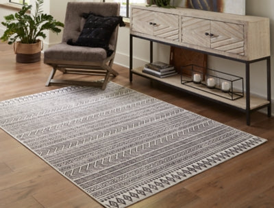 Ashley Furniture Brinoy Large Rug White;Black/Gray