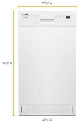 Whirlpool Small-Space Compact Dishwasher with Stainless Steel Tub - White