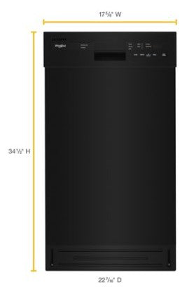 Whirlpool Small-Space Compact Dishwasher with Stainless Steel Tub - Black