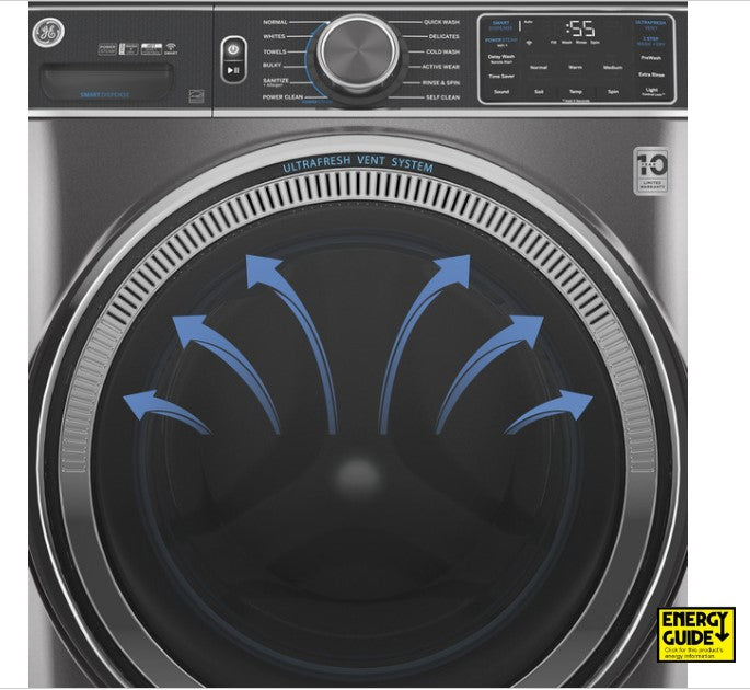GE® 4.8 cu. ft. Capacity Smart Front Load Steam Washer - Satin Nickel