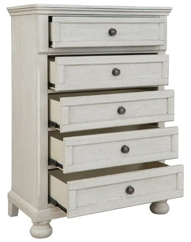 Ashley Furniture Robbinsdale 5 Chest of Drawers (1 Knob) - Antique White