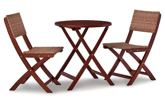 Ashley Furniture Safari Peak Outdoor Table and Chairs (Set of 3) - Brown