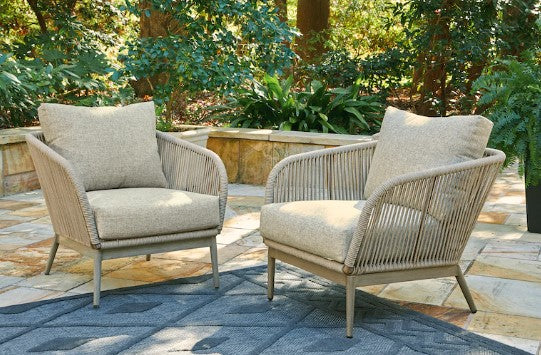 Ashley Furniture Outdoor Swiss Valley Lounge Chair with Cushion (Set of 2)