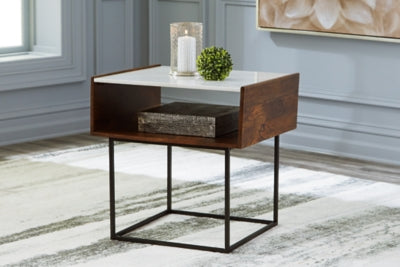 Ashley Furniture Rusitori End Table Black/Gray;Brown/Beige
