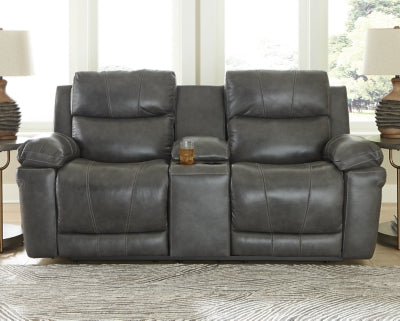 Ashley Furniture Edmar Power Reclining Loveseat with Console Brown/Beige