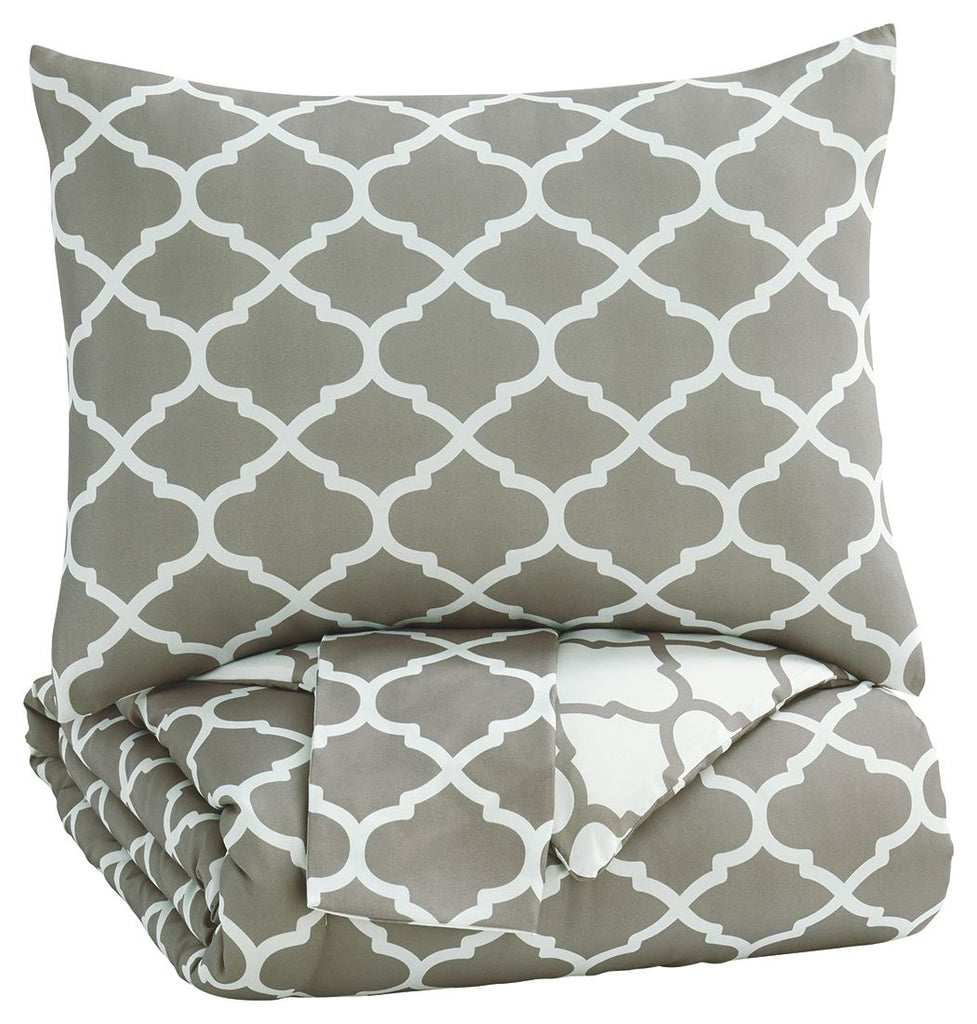 Media - Gray/White - Full Comforter Set