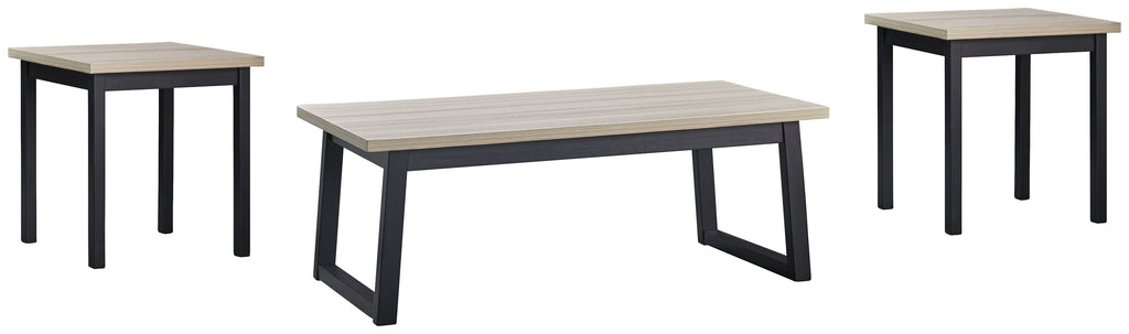 Waylowe - Natural/Black - Occasional Table Set (3/CN)