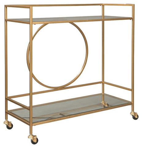 Jackford - Antique Gold Finish - Bar Cart