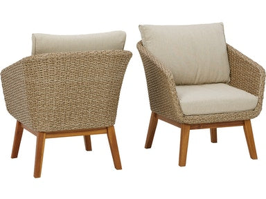 Ashley Furniture Crystal Cave Outdoor Lounge Chair with Cushion (Set of 2) Brown/Beige