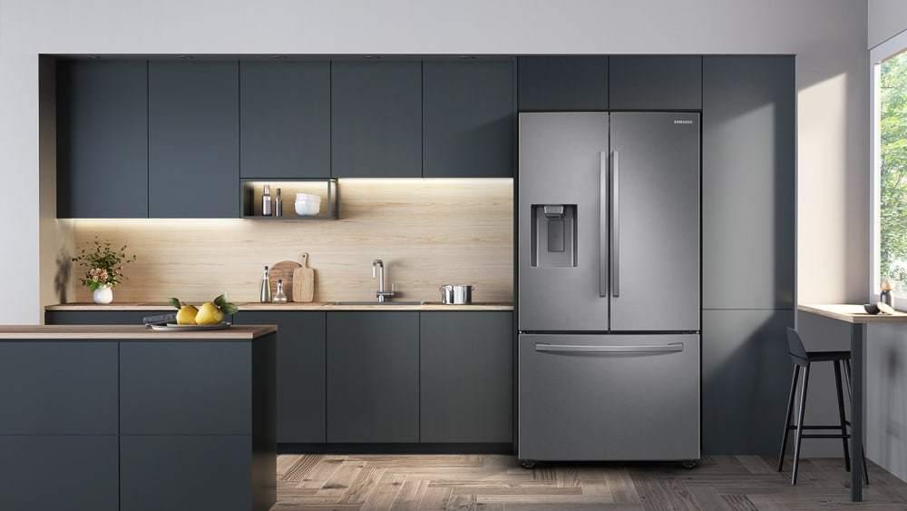 Samsung 27 cu. ft. Large Capacity 3-Door French Door Refrigerator with External Water & Ice Dispenser in Stainless Steel - Smart Neighbor