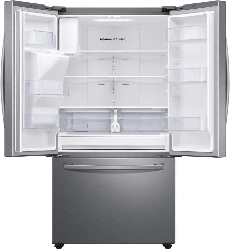 Samsung 27 cu. ft. Large Capacity 3-Door French Door Refrigerator with External Water & Ice Dispenser in Stainless Steel - Smart Neighbor