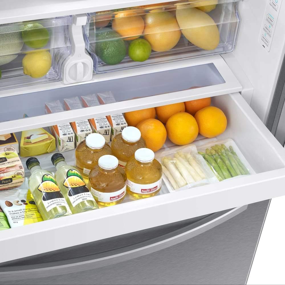 Samsung 27 cu. ft. Large Capacity 3-Door French Door Refrigerator with External Water & Ice Dispenser in Stainless Steel - Smart Neighbor